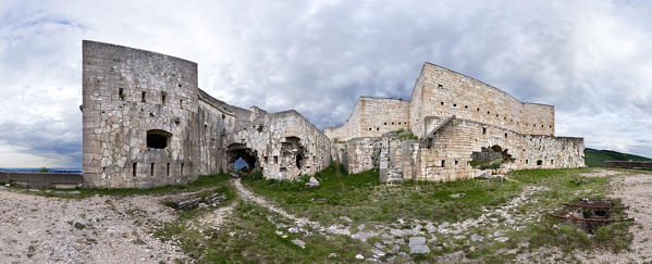 The imposing military architecture of the Fort Mollinary. Monte, Verona province, Veneto, Italy, Europe.