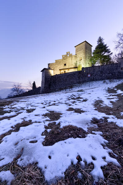 Winter at the ancient medieval castle of Castellano. Villa Lagarina, Trento province, Trentino Alto-Adige, Italy, Europe.