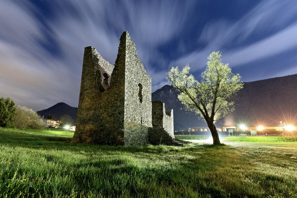 Tor Quadra: ancient medieval tower in Novaledo. Valsugana, Trento province, Trentino Alto-Adige, Italy, Europe.
 