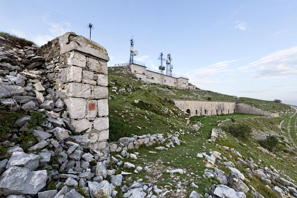 Fort Naole was built by the Italian army at the beginning of the 20th century. Naole Ridge, Mount Baldo, Verona province, Veneto, Italy, Europe.