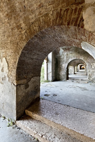 Internal environments of the Fort San Marco with vaulted passages. Caprino Veronese, Verona province, Veneto, Italy, Europe. 