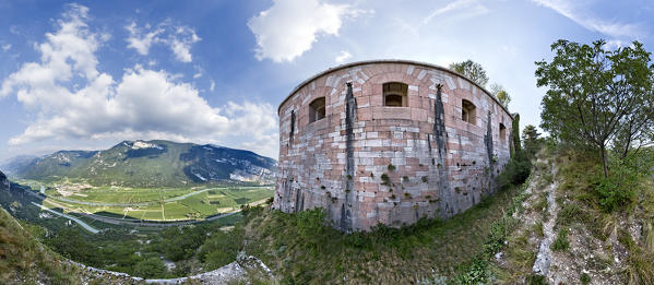 The walls of Fort San Marco overlook the Adige valley. Caprino Veronese, Verona province, Veneto, Italy, Europe.