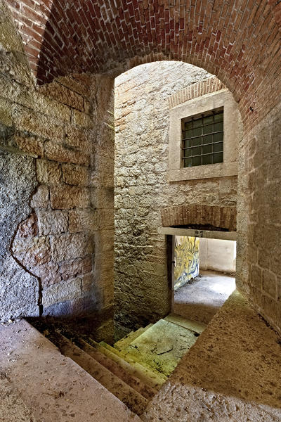 Steps and internal passages of Fort Hlawaty. Ceraino, Verona province, Veneto, Italy, Europe.