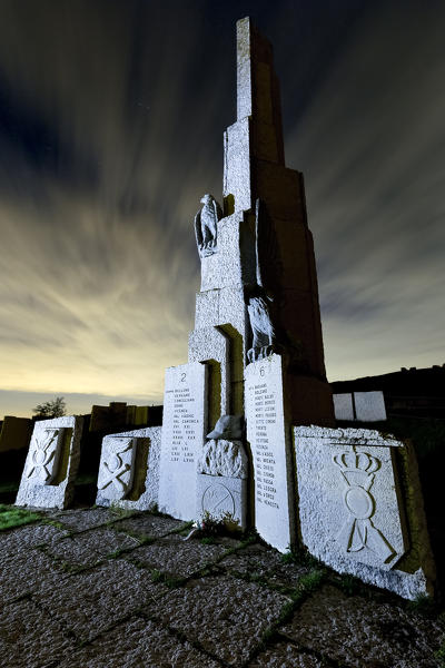 Night at the war monument. Fittanze pass, Lessinia, Verona provinces, Veneto, Italy, Europe.