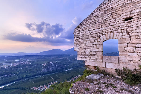 Wall of Fort Mollinary overlook the Adige valley. Monte, Verona province, Veneto, Italy, Europe.