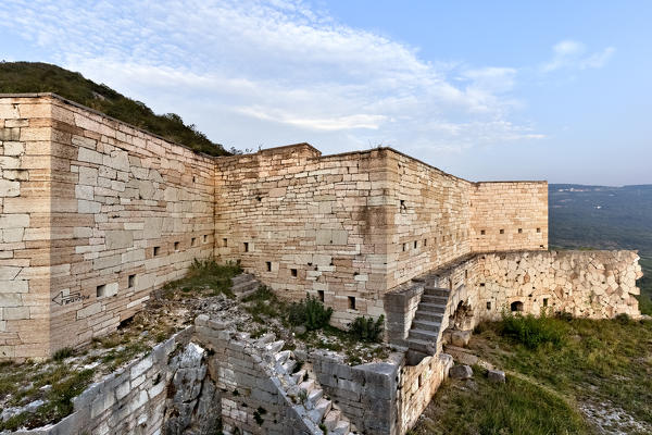 Walls and stairs of Fort Mollinary. Monte, Verona provinces, Veneto, Italy, Europe.