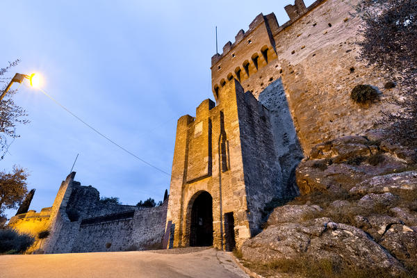 The imposing entrance to the Scaliger castle of Marostica. Vicenza province, Veneto, Italy, Europe. 