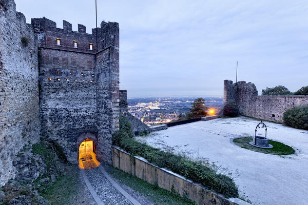 Walls of the Scaliger castle of Marostica. Vicenza province, Veneto, Italy, Europe. 