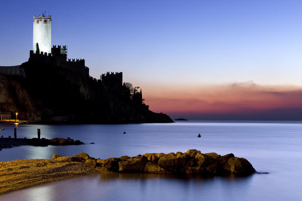 The Scaliger castle of Malcesine was made famous by the drawings and descriptions of the German writer Goethe. Lake Garda, Verona province, Veneto, Italy, Europe.