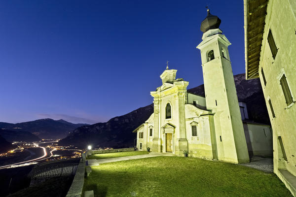 The baroque architecture of the San Valentino sanctuary in Ala. Trento province, Trentino Alto-Adige, Italy, Europe.