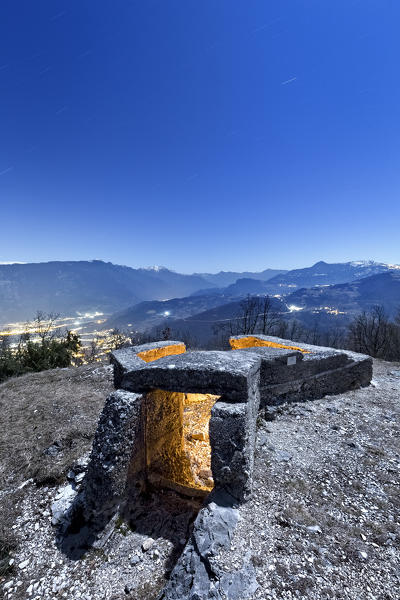 Observation post of the Great War stronghold on Mount Nagià-Grom. Gresta valley, Trento province, Trentino Alto-Adige, Italy, Europe. 