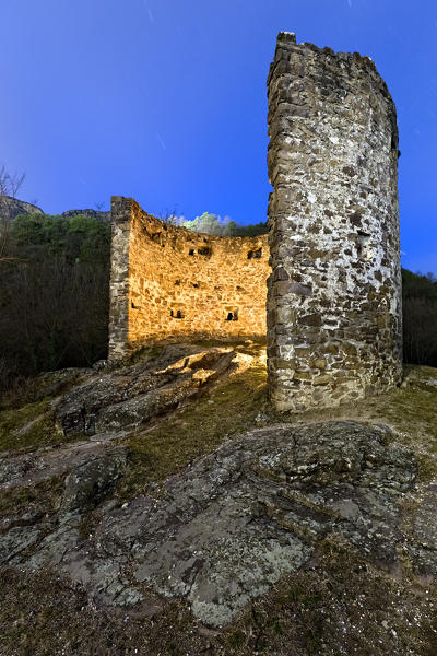 Medieval tower at the Appiano Castle. Appiano, Bolzano province, Trentino Alto-Adige, Italy, Europe.