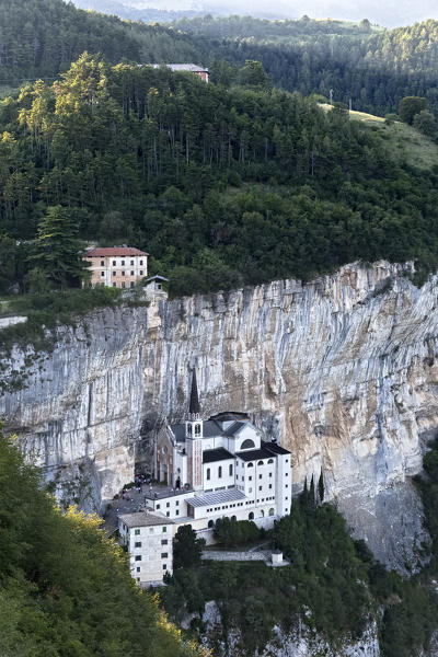 The Madonna della Corona sanctuary in the cliffs of Mount Baldo. Ferrara di Monte Baldo, Verona province, Veneto, Italy, Europe.