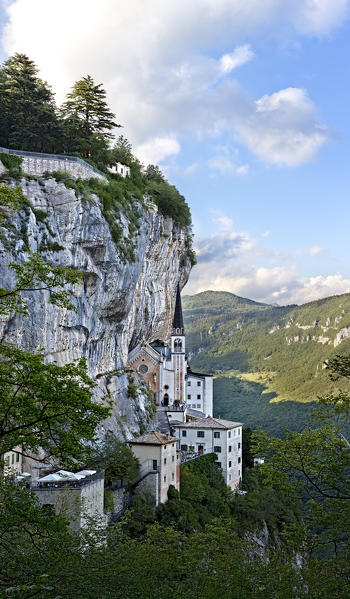 The Madonna della Corona sanctuary in Mount Baldo is one of the most famous places of worship in Italy. Ferrara di Monte Baldo, Verona provinces, Veneto, Italy, Europe.