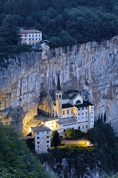 Evening at the Madonna della Corona sanctuary. Ferrara di Monte Baldo, Verona provinces, Veneto, Italy, Europe.