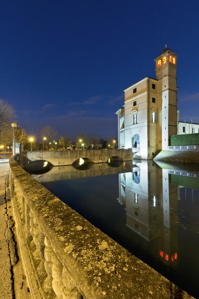 Villa Sagramoso in Zevio was originally a Scaliger castle. Today it is the town hall of Zevio. Verona province, Veneto, Italy, Europe.