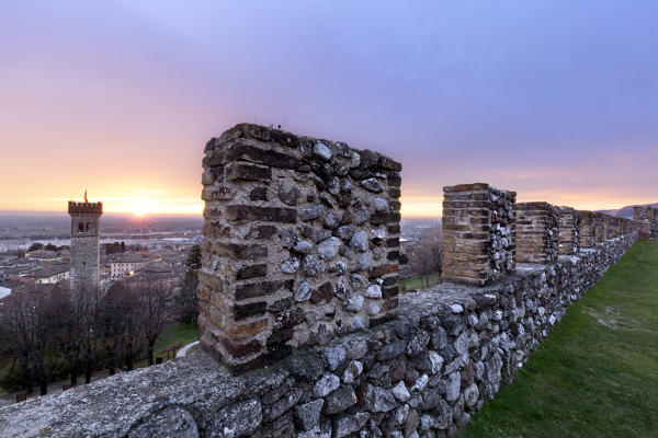 Battlements of the Rocca (Fortress) di Lonato. Lonato del Garda, Brescia province, Lombardy, Italy, Europe.