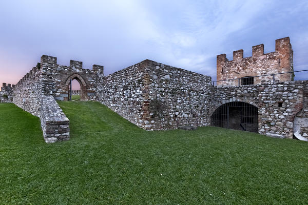 Medieval walls and towers of the Rocca di Lonato. Lonato del Garda, Brescia province, Lombardy, Italy, Europe.