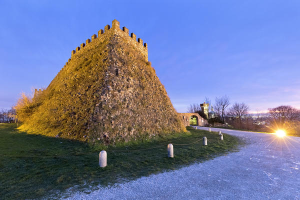 Crenellated tower of the Rocca di Lonato. Lonato del Garda, Brescia province, Lombardy, Italy, Europe.