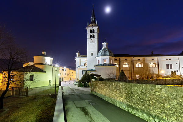 The Santa Maria Assunta Church in Villa Lagarina is one of the most illustrious examples of Baroque and Rococo style in Trentino. Trento province, Trentino Alto-Adige, Italy, Europe.