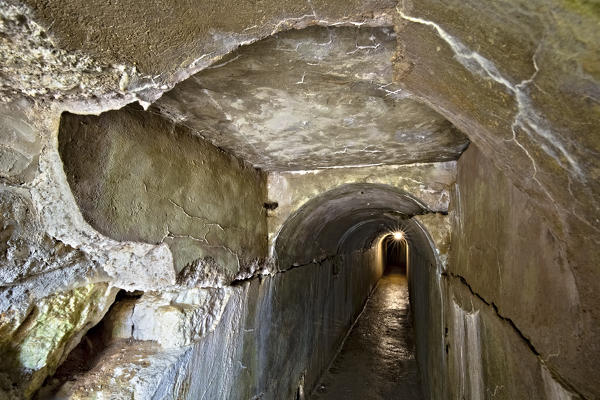 Tunnel in Fort Punta Corbin. Treschè Conca, Roana, Vicenza province, Italy, Europe.