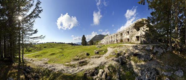 Fort Busa Verle: in this Austro-Hungarian fortress of the Great War, beat the famous mountaineer and director Luisd Trenker. Vezzena pass, Levico Terme, Trento province, Trentino Alto-Adige, Italy, Europe.
