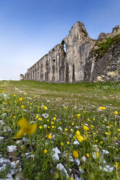 The facade of Fort Cherle on the Fiorentini plateau. Folgaria, Trento province, Trentino Alto-Adige, Italy, Europe. 