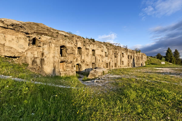 Sunset at Fort Sommo Alto, relic of the Great War. Folgaria, Trento province, Trentino Alto-Adige, Italy, Europe.