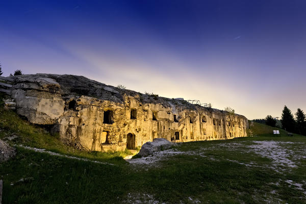 Fort Sommo Alto: night at the fortress of the Great War. Folgaria, Alpe Cimbra, Trento province, Trentino Alto-Adige, Italy, Europe.