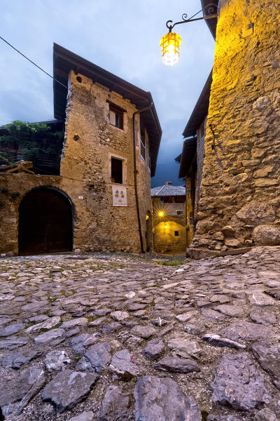 Buildings of the medieval villlage of Canale. Tenno, Trento province, Trentino Alto-Adige, Italy, Europe.