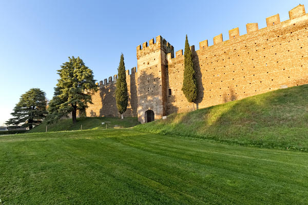 Tower of the Scaliger castle of Villafranca Veronese. Verona province, Veneto, Italy, Europe.