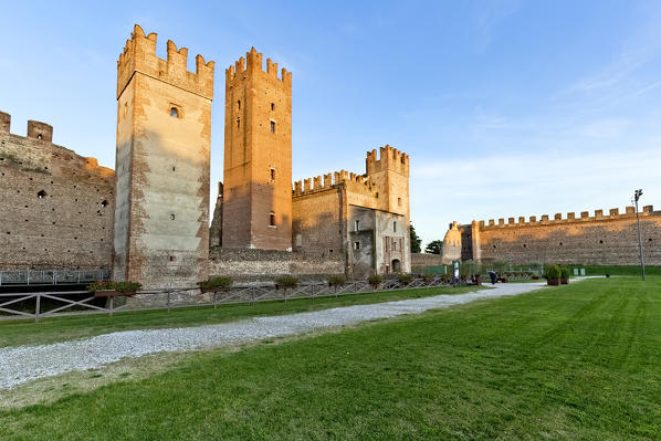 The keep and the towers of the Scaliger castle of Villafranca Veronese. Verona province, Veneto, Italy, Europe.