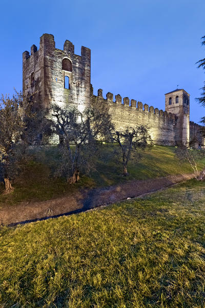 Towers of the walled town of Lazise. Lake Garda, Verona province, Veneto, Italy, Europe.