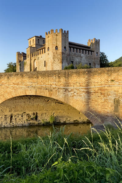 The bridge at the medieval castle of Valbona. Lozzo Atesino, Padova province, Veneto, Italy, Europe.