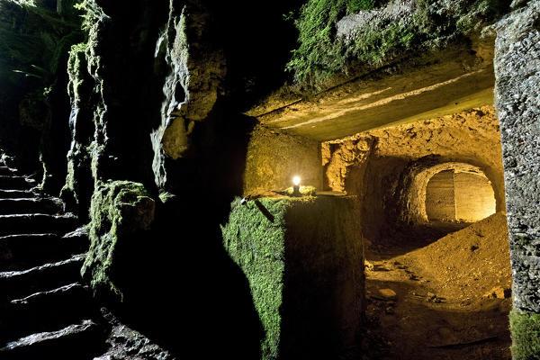 Underground shelter of the Great War in the Wolf Ravine (Wolfsschlucht). Serrada, Folgaria, Alpe Cimbra, Trento province, Trentino Alto-Adige, Italy, Europe.