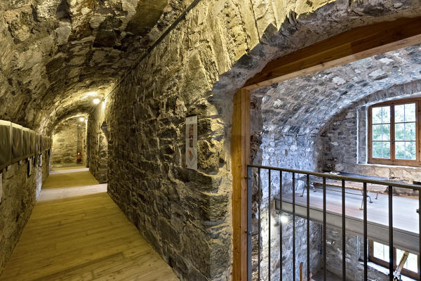 Corridors and rooms of fort Colle delle Benne. Levico Terme, Trento province, Trentino Alto-Adige, Italy, Europe.