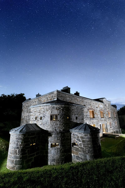 Starry night at Fort Colle delle Benne. Levico Terme, Trento province, Trentino Alto-Adige, Italy, Europe.