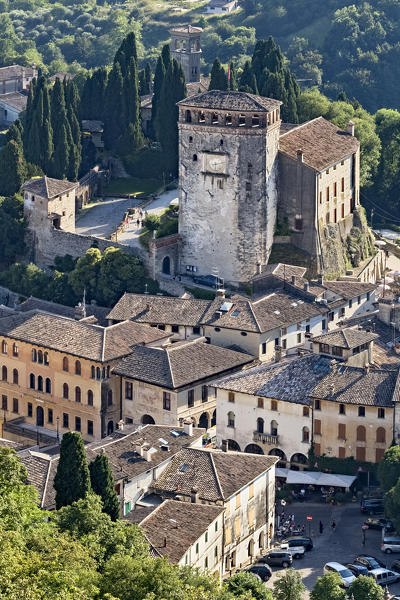 The village and the medieval castle of Asolo. Treviso province, Veneto, Italy, Europe.