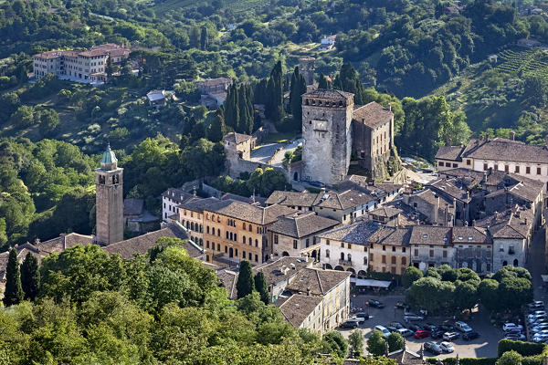 The castle and the medieval village of Asolo. Treviso province, Veneto, Italy, Europe.