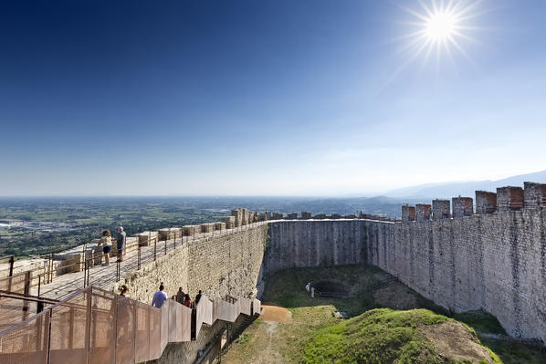 The mighty walls of the Asolo Rocca. Treviso province, Veneto, Italy, Europe.