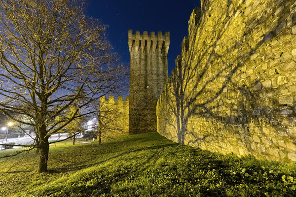 The Soccorso tower of the Carrarese castle of Este. Padova province, Veneto, Italy, Europe.