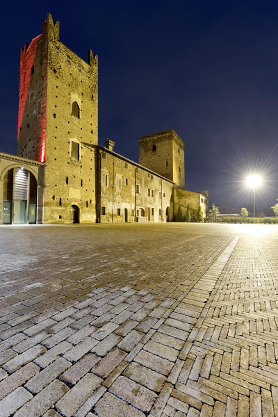 Night at the Scaliger castle of Salizzole. Verona province, Veneto, Italy, Europe.