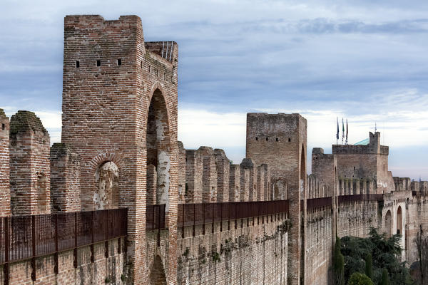 Medieval towers and walls of the town of Cittadella. Padova province, Veneto, Italy, Europe.