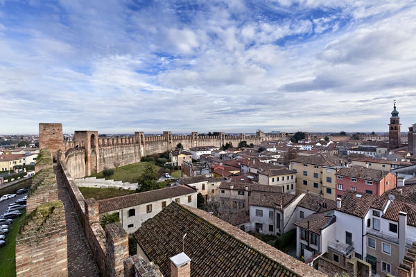 The town of Cittadella with its medieval fortified perimeter. Padova province, Veneto, Italy, Europe.