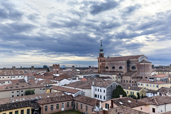 The neoclassical cathedral and the medieval town of Cittadella. Padova province, Veneto, Italy, Europe.