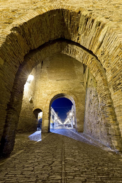 The access portals of Padua Gate in the medieval town of Cittadella. Padova province, Veneto, Italy, Europe.