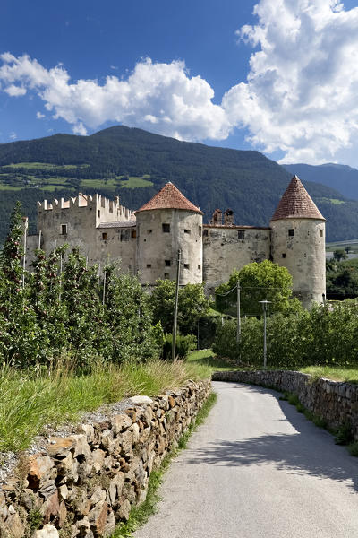 The Castelbello castle in the countryside of the Venosta valley. Castelbello-Ciardes, Bolzano province, Trentino Alto-Adige, Italy, Europe.