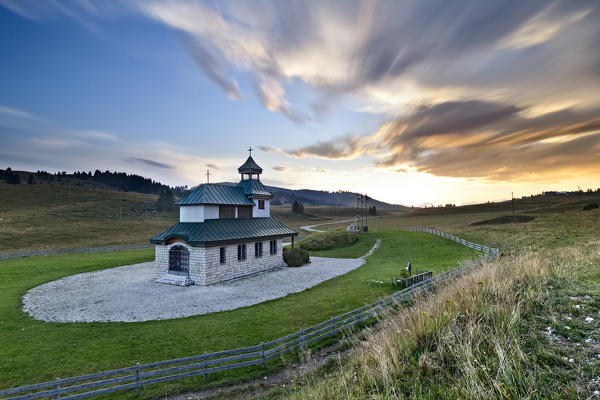 The Habsburg church of Santa Zita. Vezzena Pass, Levico Terme, Trento province, Trentino Alto-Adige, Italy, Europe.