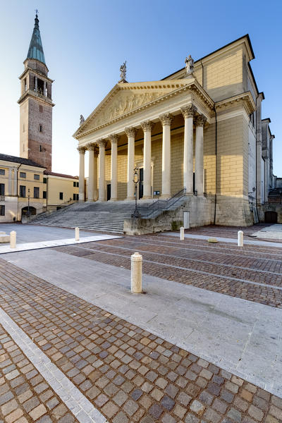 The cathedral and the bell tower of Cologna Veneta. Verona province, Veneto, Italy, Europe.