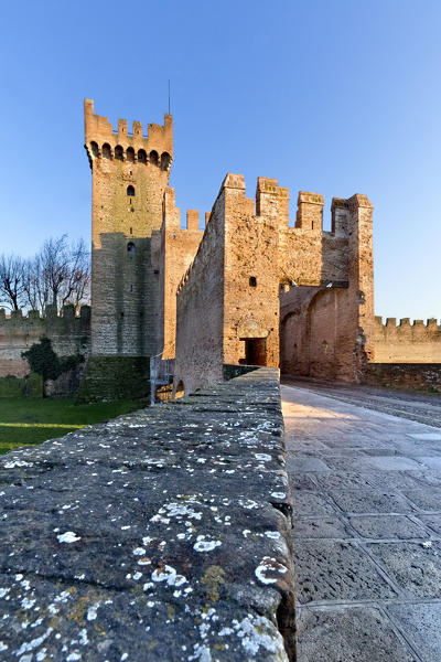 Rocca degli Alberi in Montagnana: medieval fortress built by the Carraresi dynasty. Padova province, Veneto, Italy, Europe.